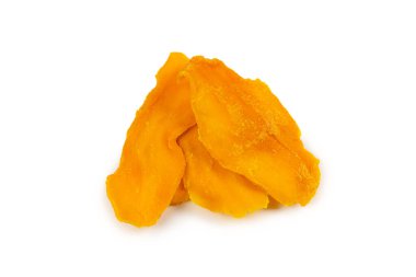 Tatlı mango dilimleri arka planda. Üst görünüm. 