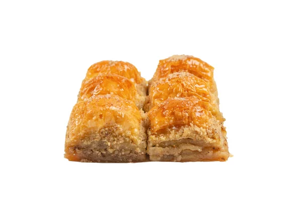 Delicioso Baklava Dulce Aislado Sobre Fondo Blanco Vista Superior —  Fotos de Stock