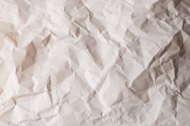 Buruşmuş beyaz kağıt arka plan. Üst görünüm. 