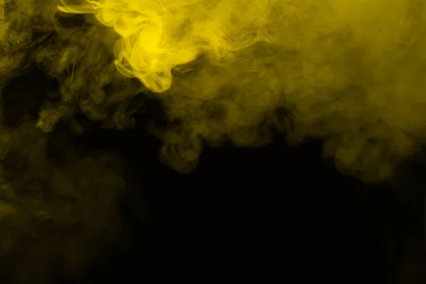 Vapor Amarelo Sobre Fundo Preto Espaço Cópia — Fotografia de Stock