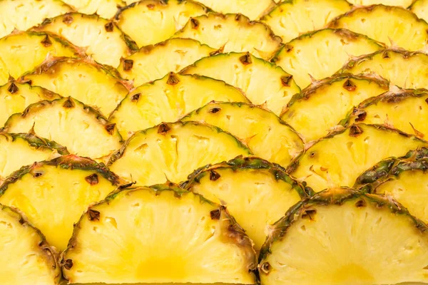 Ananas Succosa Fette Gialle Sfondo Vista Dall Alto — Foto Stock