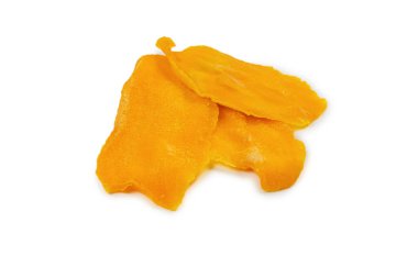 Tatlı mango dilimleri arka planda. Üst görünüm. 