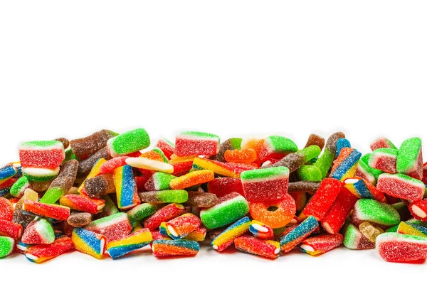 Różne Gumowe Cukierki Widok Góry Galaretki Słodycze Tło — Zdjęcie stockowe