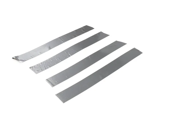 Silver Scotch Tape Pieces Isolated White Background Top View — Stock Photo, Image