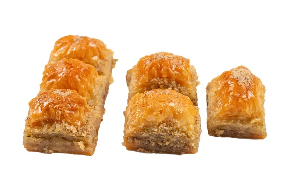 Delicious Sweet Baklava Isolated White Background Top View — Stock Photo, Image
