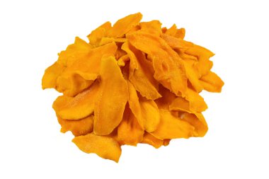 Tatlı mango dilimleri arka planda. Üst görünüm. 