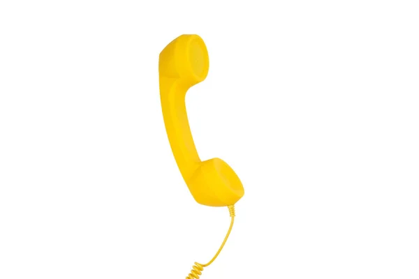 Желтый Телефон Изолирован Белом Фоне — стоковое фото