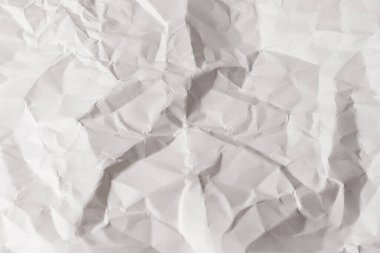 Buruşmuş beyaz kağıt arka plan. Üst görünüm. 