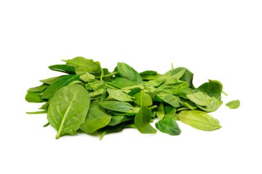 Arka plan olarak taze ıspanak yaprakları. Üst görünüm. 