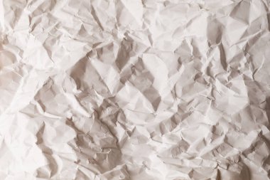 Buruşmuş beyaz kağıt arka plan. Üst görünüm. 