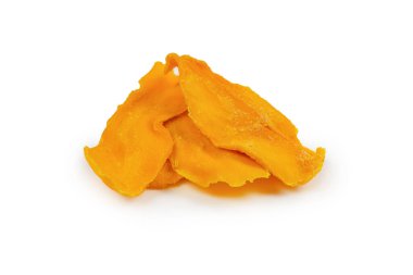 Tatlı mango dilimleri arka planda. Üst görünüm. 