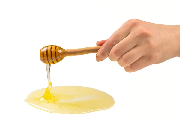 Dipper Honey Woman Hand Space Text Design — Stock Photo, Image