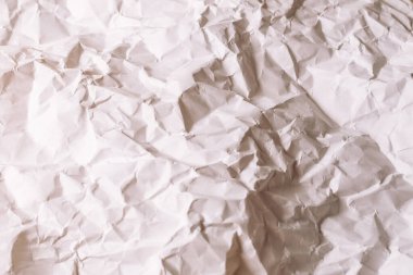 Buruşmuş beyaz kağıt arka plan. Üst görünüm. 