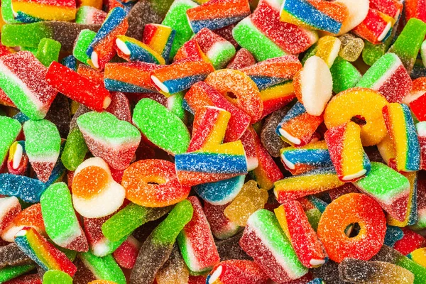 Permen Karet Berbagai Macam Pemandangan Bagus Latar Belakang Jelly Sweets — Stok Foto