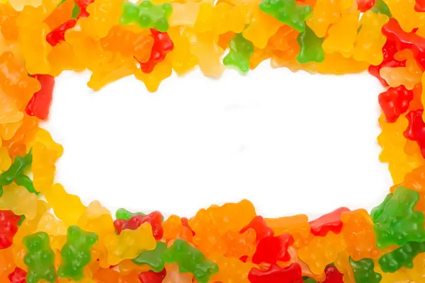 Jelly Sweats Bears Isolated White Background Copy Space Top View — Stock Photo, Image