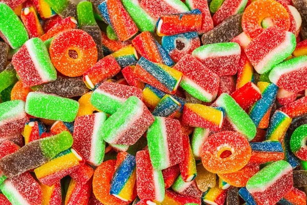 对糖果进行了分类 顶部视图 果冻糖的背景 — 图库照片
