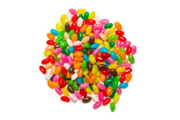 Colorful Jelly Beans Isolated White Top View — Stock Photo, Image