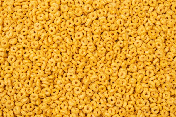 Corn Flakes Sfondo Consistenza Vista Dall Alto Anelli Miele Scatola — Foto Stock