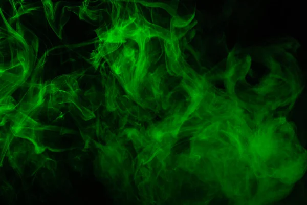 Zöld Gőz Fekete Háttérrel Fénymásolási Hely — Stock Fotó
