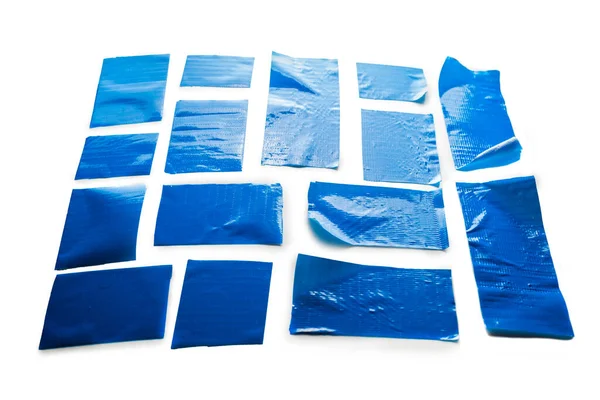 Голубая Скотч Куски Ленты Изолированы Белом Фоне — стоковое фото