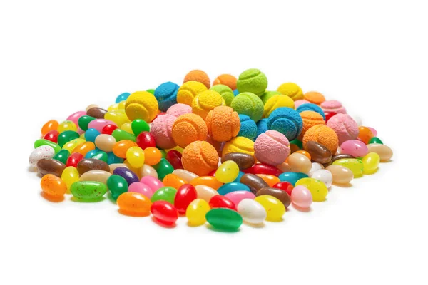 Caramelos Gomosos Surtidos Dulces Gelatina Aislados Blanco Copiar Espacio — Foto de Stock