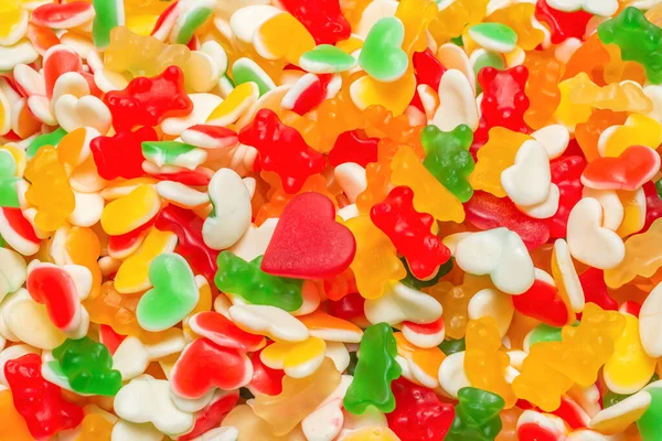 Assorted Gummy Candies Top View Jelly Sweets — Stock Photo, Image