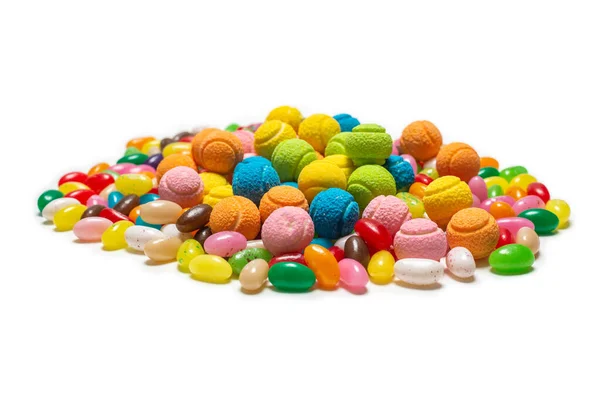 Assortiment Bonbons Gommeux Bonbons Gelée Isolés Sur Blanc Espace Copie — Photo