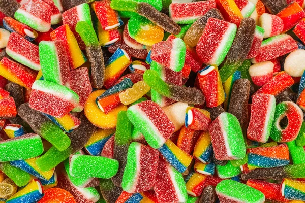 Assorted Gummy Candies Top View Jelly Sweets Background — Stock Photo, Image