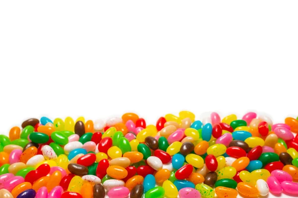Kleurrijke Jelly Beans Geïsoleerd Wit Bovenaanzicht — Stockfoto