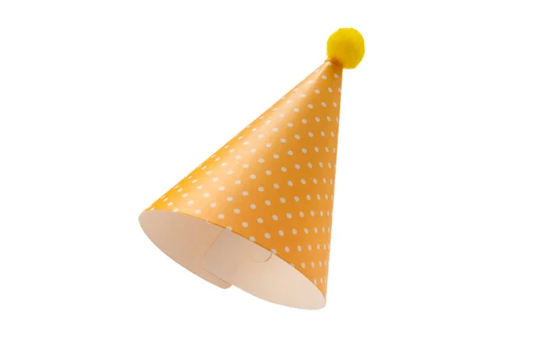 Renkli Sarı Doğum Günü Şapkası Üst Manzara — Stok fotoğraf