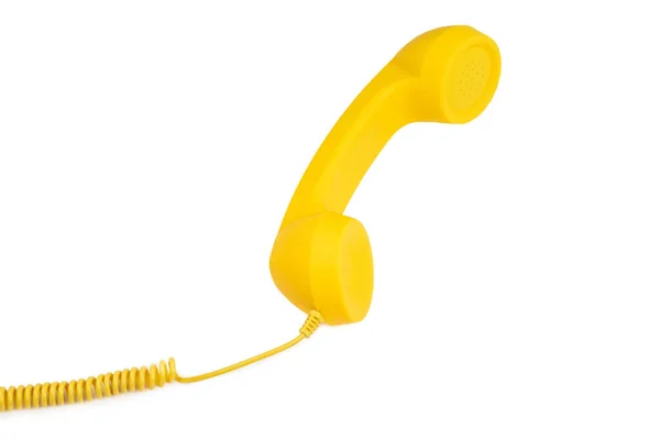 Sarı cep telefonu beyazda izole edilmiş. Boşluğu kopyala.