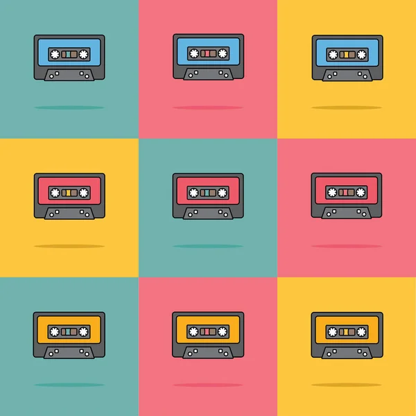 フラット スタイルの様々 なオーディオ テープのセット — ストックベクタ