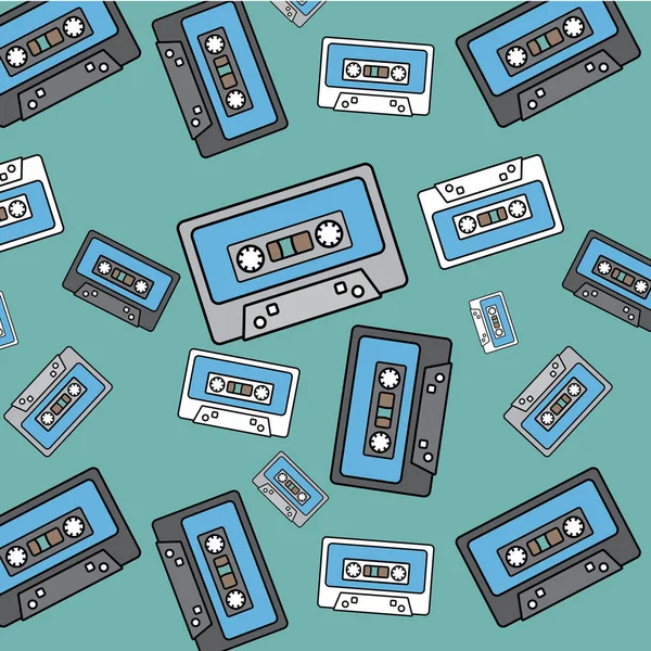 Naadloze Patroon Met Cassette Tape — Stockvector