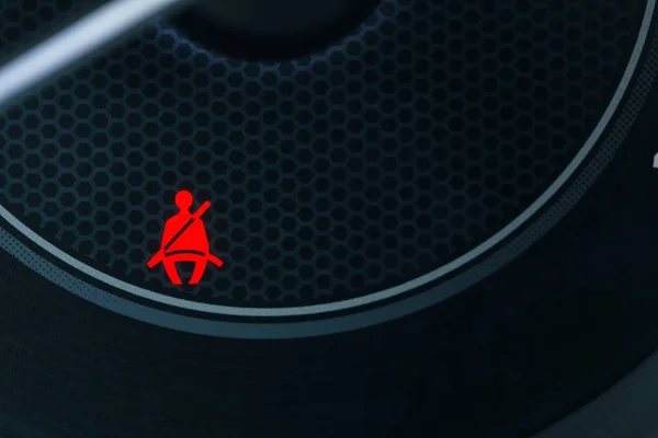 Car Dashboard Showing Seat Belt Warning Light — Stock Photo, Image