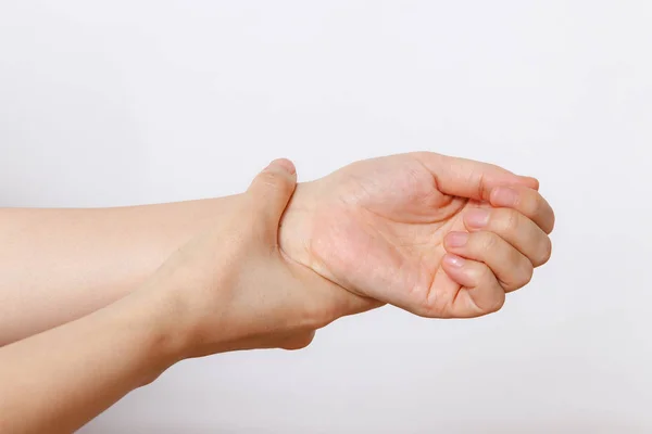 Bilek ağrı. Kadın holding el