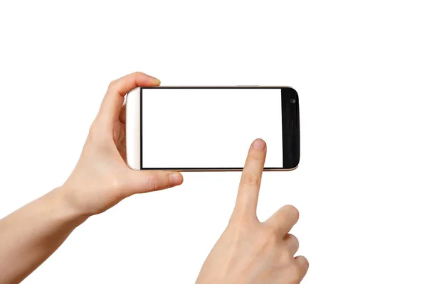 Bir elde ekran akıllı telefonuna dokun