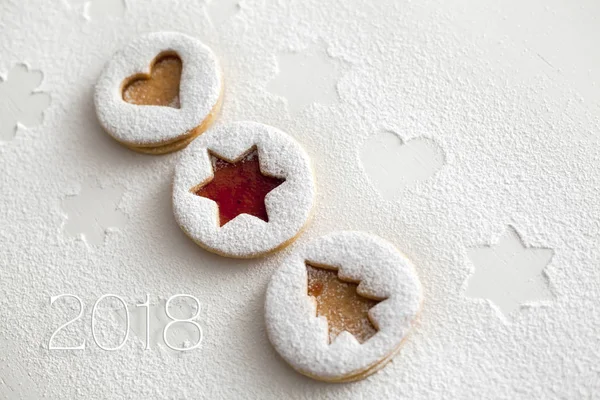 2018 Navidad y año nuevo galletas de jengibre con miel —  Fotos de Stock