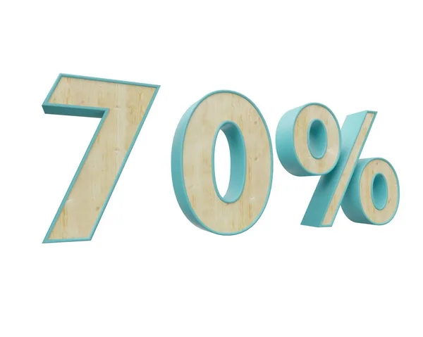 Porcentaje de madera con ilustración 3d color turquesa — Foto de Stock