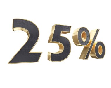 Siyah altın yüzde on, beyaz arka plan üzerinde izole için. İşleyici 3D çizimi