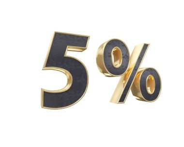 Siyah altın yüzde on, beyaz arka plan üzerinde izole için. İşleyici 3D çizimi