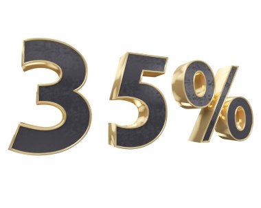 Siyah altın yüzde on, beyaz arka plan üzerinde izole için. İşleyici 3D çizimi