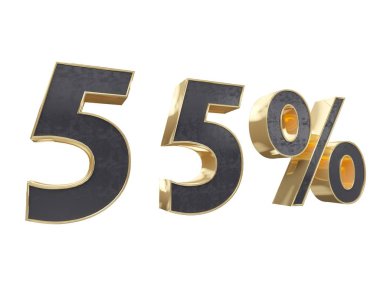 Siyah altın yüzde on, beyaz arka plan üzerinde izole için. İşleyici 3D çizimi