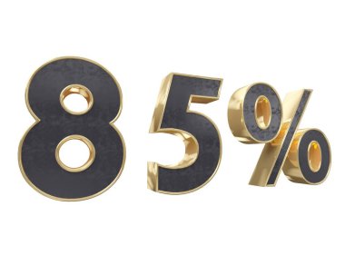 Siyah altın yüzde on, beyaz arka plan üzerinde izole için. İşleyici 3D çizimi