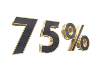 Siyah altın yüzde on, beyaz arka plan üzerinde izole için. İşleyici 3D çizimi