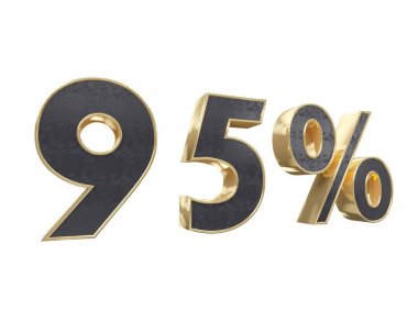 Siyah altın yüzde on, beyaz arka plan üzerinde izole için. İşleyici 3D çizimi