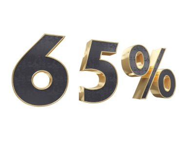 Siyah altın yüzde on, beyaz arka plan üzerinde izole için. İşleyici 3D çizimi