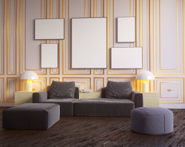 poster vintage pastel hipster minimalizm 3d çizim ile alay