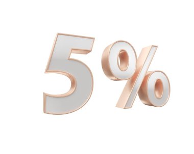 Beyaz altın, bakır yüzde elli, beyaz arka plan üzerinde izole. 50 3d çizim Oluşturucu