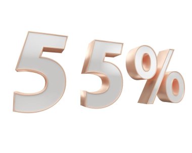 Beyaz altın, bakır yüzde elli, beyaz arka plan üzerinde izole. 3D Resim Oluşturucu