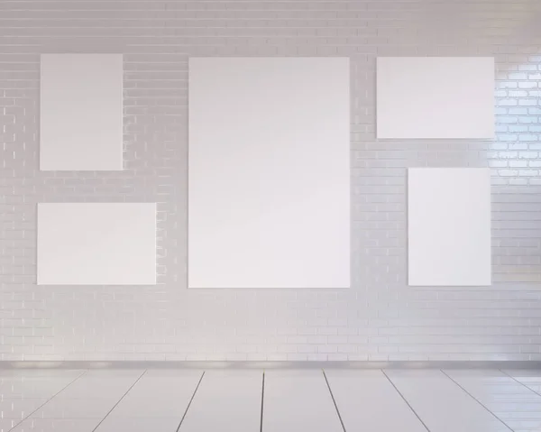 Modello poster con vintage pastello hipster minimalismo loft interno sfondo, rendering 3D — Foto Stock